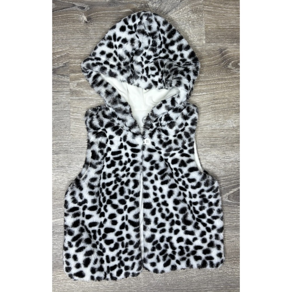 Wonder Nation‎ Toddler Girls Sleeveless Vest Animal Print Hooded Faux Fur 3T